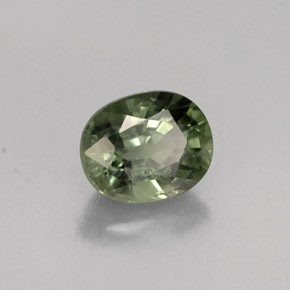 0.94캐럿 천연 그린 사파이어, 타원형 컷, 6×4.9 mm, VS