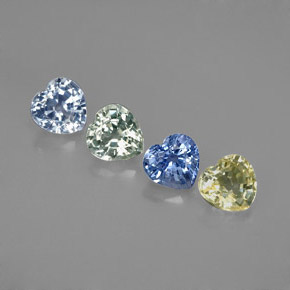 캐럿 천연 멀티컬러 사파이어 보석, 하트 모양, 4.2×4.2 mm, VVS-VS