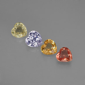 1.26캐럿 천연 멀티컬러 사파이어 보석, 하트 모양, 4×4 mm, VVS-VS