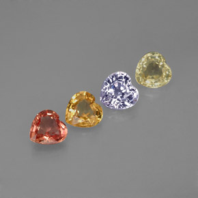1.26캐럿 천연 멀티컬러 사파이어 보석, 하트 모양, 4×4 mm, VVS-VS
