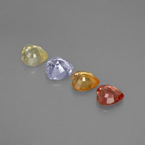 1.26캐럿 천연 멀티컬러 사파이어 보석, 하트 모양, 4×4 mm, VVS-VS