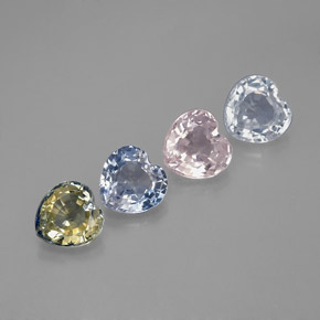 1.80캐럿 천연 멀티컬러 사파이어 보석, 하트 모양, 4.5×4.4 mm, VVS-VS