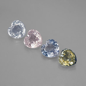1.80캐럿 천연 멀티컬러 사파이어 보석, 하트 모양, 4.5×4.4 mm, VVS-VS