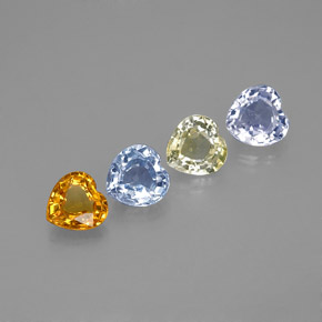 1.25캐럿 천연 멀티컬러 사파이어 보석, 하트 모양, 4.2×4.1 mm, VVS-VS