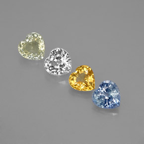 1.41캐럿 천연 멀티컬러 사파이어 보석, 하트 모양, 4.2×4.1 mm, VVS-VS