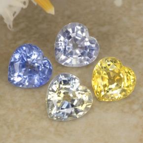 1.61캐럿 천연 멀티컬러 사파이어 보석, 하트 모양, 4.3×4.3 mm, VVS-VS