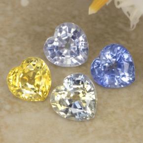 1.61캐럿 천연 멀티컬러 사파이어 보석, 하트 모양, 4.3×4.3 mm, VVS-VS