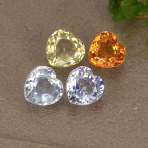 1.38캐럿 천연 멀티컬러 사파이어 보석, 하트 모양, 4.1×4 mm, VVS-VS