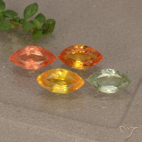 1.75캐럿 천연 멀티컬러 사파이어 보석, 마퀴즈, 6.2×3.4 mm, VVS-VS