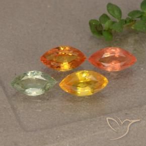 1.75캐럿 천연 멀티컬러 사파이어 보석, 마퀴즈, 6.2×3.4 mm, VVS-VS