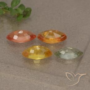 1.75캐럿 천연 멀티컬러 사파이어 보석, 마퀴즈, 6.2×3.4 mm, VVS-VS
