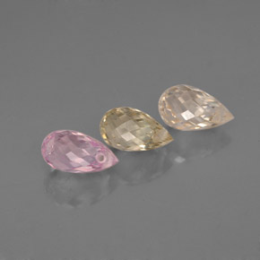 캐럿 천연 멀티컬러 사파이어 보석, 브리올레트, 6×3.8 mm, VVS