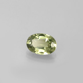 0.57캐럿 천연 노란빛 그린 사파이어, 타원형 컷, 6×4.2 mm, VVS