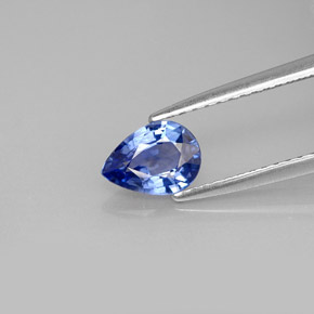 0.81캐럿 천연 블루 사파이어, 배 모양, 7.1×5.1 mm, VVS