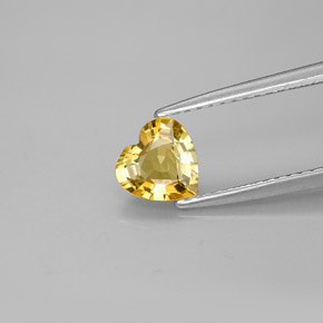 0.79캐럿 천연 골든 옐로우 사파이어, 하트 모양, 6.1×5.9 mm, VVS-VS