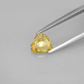 0.79캐럿 천연 골든 옐로우 사파이어, 하트 모양, 6.1×5.9 mm, VVS-VS