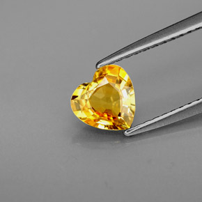 0.88캐럿 천연 골든 옐로우 사파이어, 하트 모양, 6×6 mm, VVS-VS