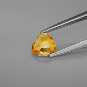 0.88캐럿 천연 골든 옐로우 사파이어, 하트 모양, 6×6 mm, VVS-VS