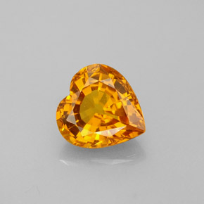 1.05캐럿 천연 옐로우 오렌지 사파이어, 하트 모양, 6.2×6 mm, VVS-VS