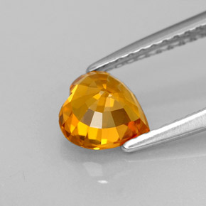 1.05캐럿 천연 옐로우 오렌지 사파이어, 하트 모양, 6.2×6 mm, VVS-VS