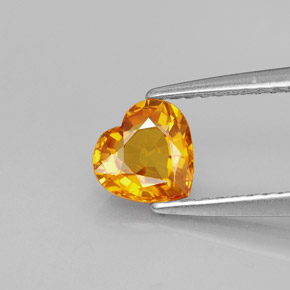 0.95캐럿 천연 옐로우 오렌지 사파이어, 하트 모양, 6×5.8 mm, VVS