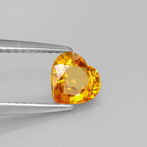0.95캐럿 천연 옐로우 오렌지 사파이어, 하트 모양, 6×5.8 mm, VVS