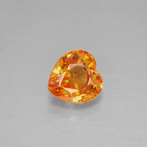 1.12캐럿 천연 골든 오렌지 사파이어, 하트 모양, 6×5.8 mm, VVS-VS