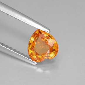 1.12캐럿 천연 골든 오렌지 사파이어, 하트 모양, 6×5.8 mm, VVS-VS