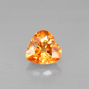 1.07캐럿 천연 골든 오렌지 사파이어, 하트 모양, 5.9×5.9 mm, VVS-VS