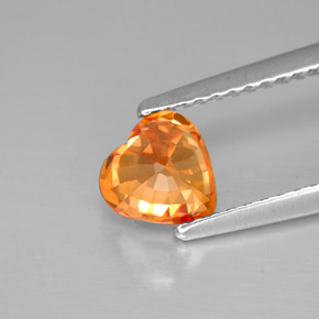 1.07캐럿 천연 골든 오렌지 사파이어, 하트 모양, 5.9×5.9 mm, VVS-VS