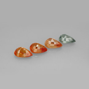 캐럿 천연 멀티컬러 사파이어 보석, 배 모양, 6.9×4.9 mm, VVS-VS