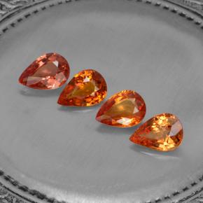 2.99캐럿 천연 붉은빛 오렌지 사파이어 보석, 배 모양, 7×4.9 mm, VVS-VS