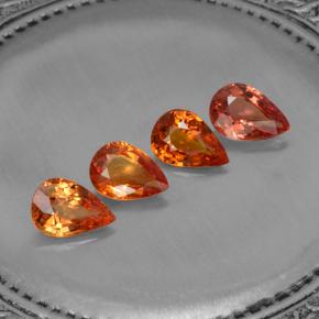 2.99캐럿 천연 붉은빛 오렌지 사파이어 보석, 배 모양, 7×4.9 mm, VVS-VS