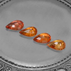 2.99캐럿 천연 붉은빛 오렌지 사파이어 보석, 배 모양, 7×4.9 mm, VVS-VS