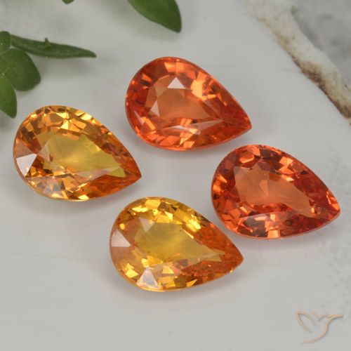 3.85캐럿 천연 붉은빛 오렌지 사파이어 보석, 배 모양, 7.1×5 mm, VVS-VS