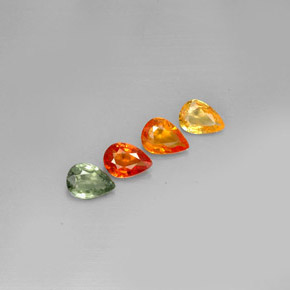 캐럿 천연 멀티컬러 사파이어 보석, 배 모양, 6.8×4.8 mm, VVS-VS