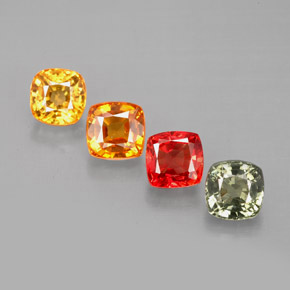 2.79캐럿 천연 멀티컬러 사파이어 보석, 쿠션 컷, 4.5×4.5 mm, VVS-VS