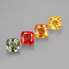 2.79캐럿 천연 멀티컬러 사파이어 보석, 쿠션 컷, 4.5×4.5 mm, VVS-VS