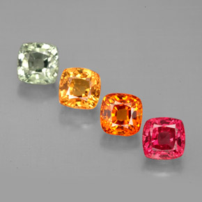 캐럿 천연 멀티컬러 사파이어 보석, 쿠션 컷, 4.6×4.6 mm, VVS-VS