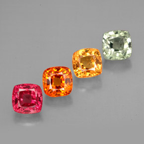 캐럿 천연 멀티컬러 사파이어 보석, 쿠션 컷, 4.6×4.6 mm, VVS-VS