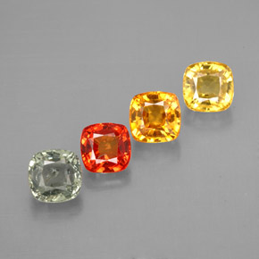 캐럿 천연 멀티컬러 사파이어 보석, 쿠션 컷, 4.5×4.5 mm, VVS-VS