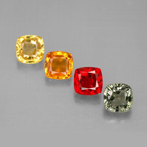 캐럿 천연 멀티컬러 사파이어 보석, 쿠션 컷, 4.5×4.5 mm, VVS-VS