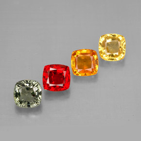캐럿 천연 멀티컬러 사파이어 보석, 쿠션 컷, 4.5×4.5 mm, VVS-VS