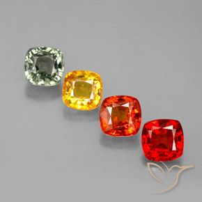 2.67캐럿 천연 멀티컬러 사파이어 보석, 쿠션 컷, 4.7×4.6 mm, VVS-VS