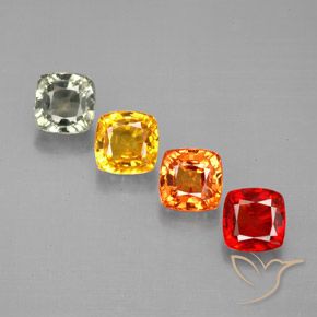 2.87캐럿 천연 멀티컬러 사파이어 보석, 쿠션 컷, 4.6×4.5 mm, VVS-VS