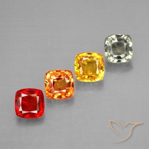 2.87캐럿 천연 멀티컬러 사파이어 보석, 쿠션 컷, 4.6×4.5 mm, VVS-VS