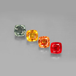 2.70캐럿 천연 멀티컬러 사파이어 보석, 쿠션 컷, 4.5×4.5 mm, VVS-VS
