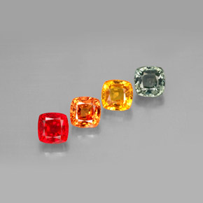 2.70캐럿 천연 멀티컬러 사파이어 보석, 쿠션 컷, 4.5×4.5 mm, VVS-VS
