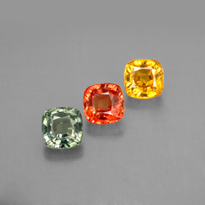 캐럿 천연 멀티컬러 사파이어 보석, 쿠션 컷, 4.6×4.6 mm, VVS-VS