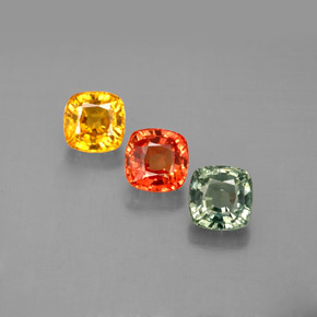 캐럿 천연 멀티컬러 사파이어 보석, 쿠션 컷, 4.6×4.6 mm, VVS-VS